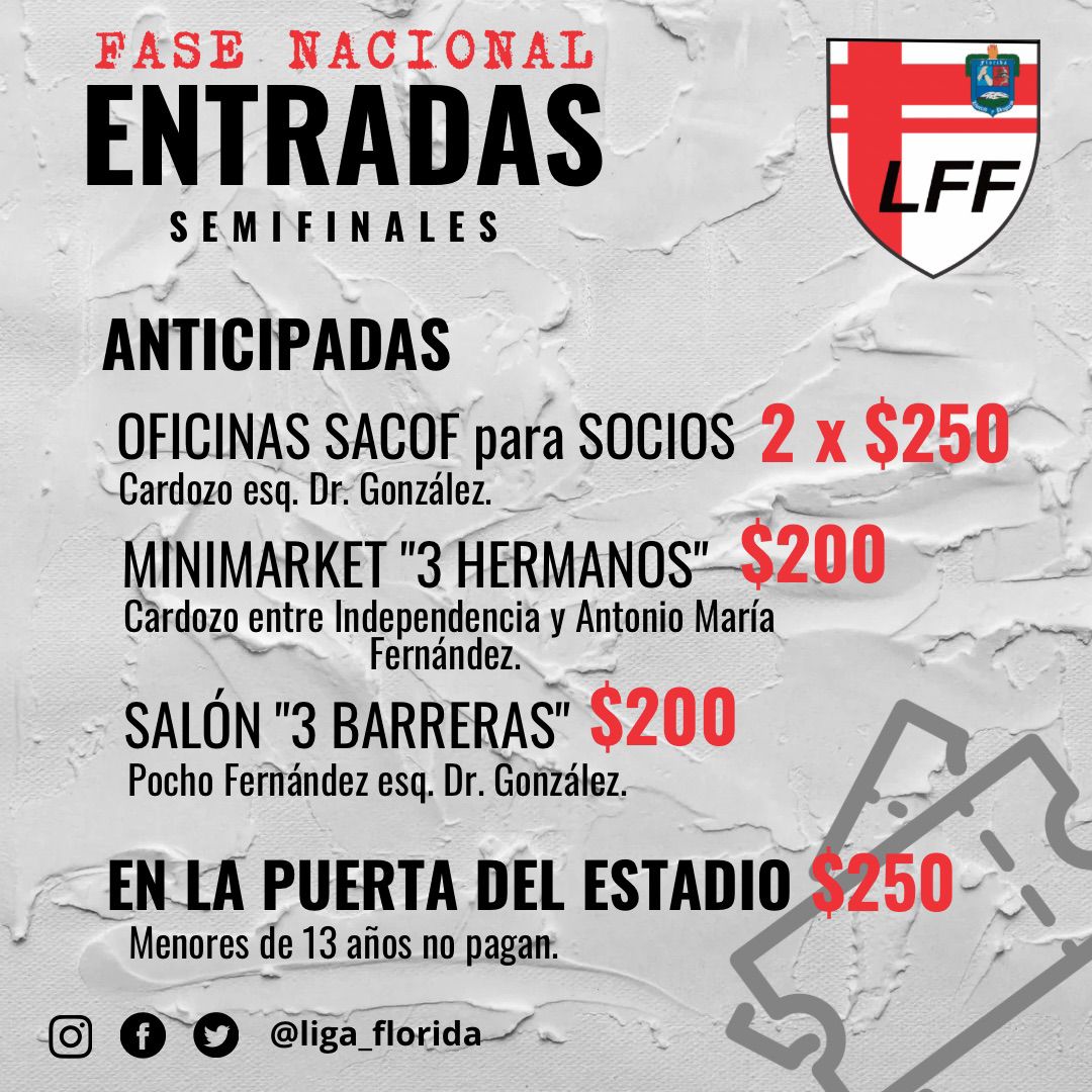 Semifinales Florida recibirá a Salto el domingo 2