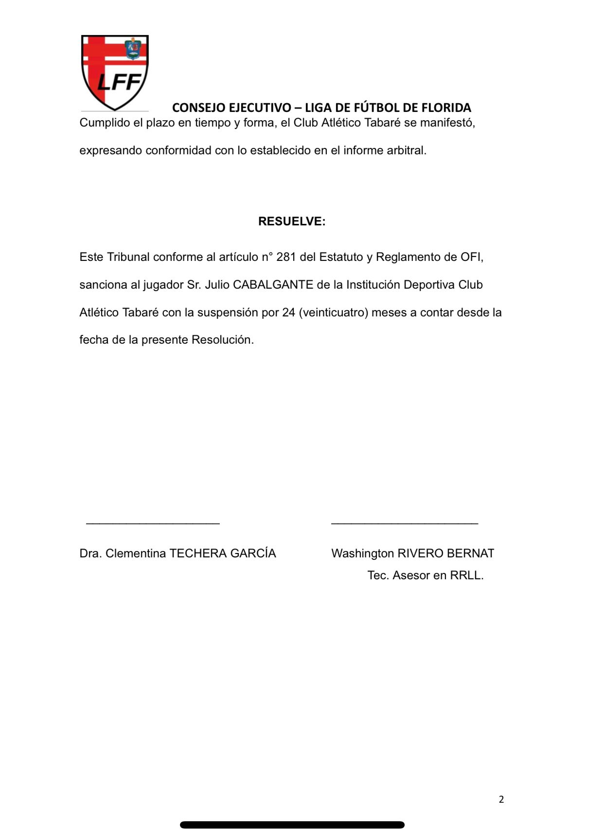 2 años de suspensión por agresión a un árbitro. 2