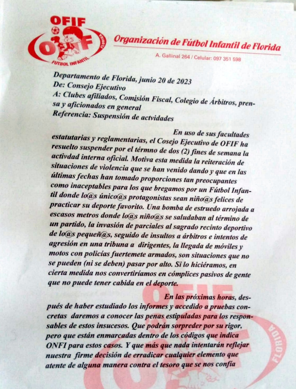 Suspenden actividad de fútbol infantil por reiterados hechos de violencia